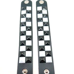 Black and White 2 Row Studded Faux Leather Bracelet New Lot of Two